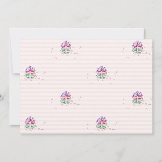 スウィートベビーマカロンストライプの誕生日 招待状 (裏面)