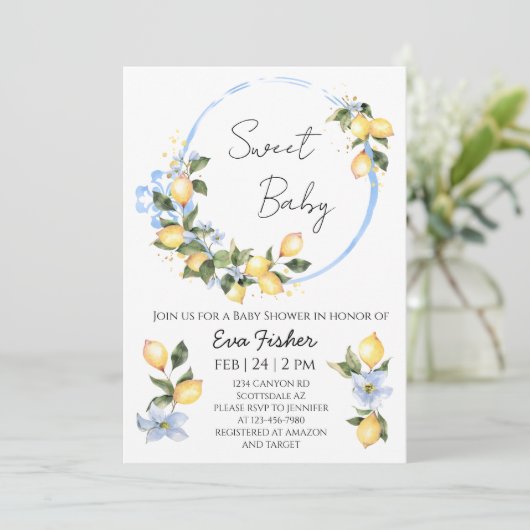 スウィートベビーレモンベビーシャワー招待状 招待状 (スタンド正面)