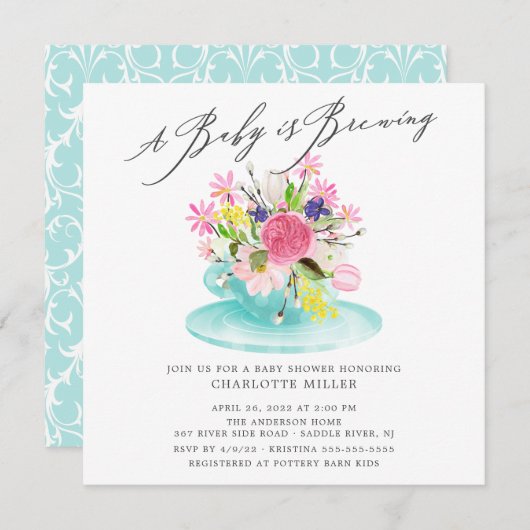 スウィートベビー醸造フローラベビーティー招待状 招待状 (正面/裏面)