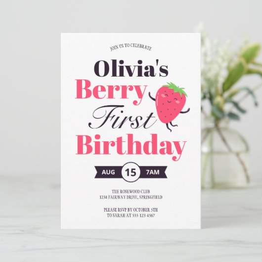 スウィートベリーファーストストロベリーバースデーパーティー 招待状 (スタンド正面)