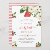 スウィートベリーファーストストロベリー誕生日 招待状 (正面/裏面)