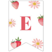 スウィートベリーファースト誕生日パステルピンクレッドフローラ バンティングフラッグ (第2の旗)