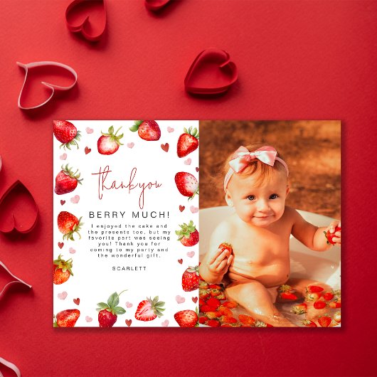 スウィートベリーファースト誕生日写真パーティー サンキューカード