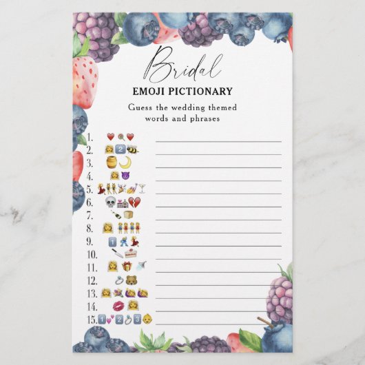 スウィートベリー – ブライダルシャワー絵文字ゲーム (正面)