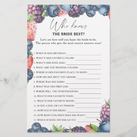 スウィートベリー – 誰が花嫁のゲームを知っ最高のている (正面)