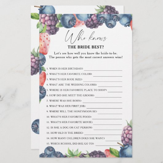 スウィートベリー – 誰が花嫁のゲームを知っ最高のている (正面/裏面)