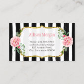 スウィートベーカリーカップケーキ金ゴールドピンクストライプのフローラ 名刺 (裏面)