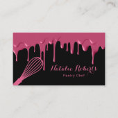 スウィートベーカリーガーリーブラック&ピンクドリップスのパティシエ 名刺 (正面)