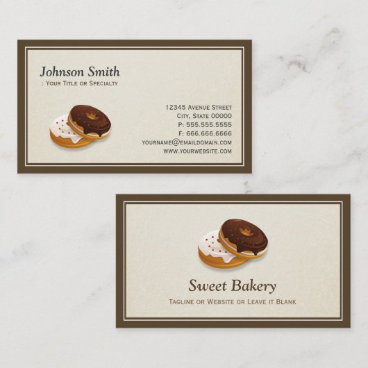 スウィートベーカリードナッツベーカーシンプルプロフェッショナル 名刺 (正面/裏面)