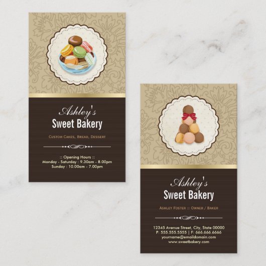 スウィートベーカリーブティックフランスのパリジャンマカロン 名刺 (正面/裏面)
