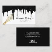 スウィートベーカリーモダンブラックドリップスパティシエ  名刺 (正面/裏面)