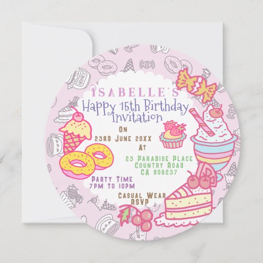 スウィートベーカリー&ドリンクピンクホリデーカード シーズンカード (正面)