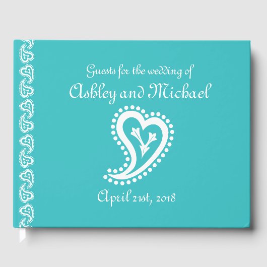 スウィートペイズリーハートインターコイズゲストブック ゲストブック (正面)