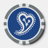 スウィートペイズリーハートインブルー ポーカーチップ (正面)