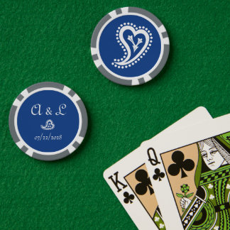 スウィートペイズリーハートインブルー ポーカーチップ