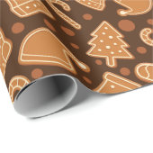 スウィートホリデージンジャーブレッドクッキー濃茶色ギフト ラッピングペーパー (ロールコーナー)
