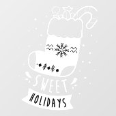 スウィートホリデーズクリスマスフルストッキングホワイト ウィンドウサイン (シート)