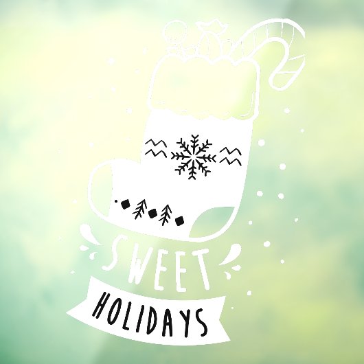 スウィートホリデーズクリスマスフルストッキングホワイト ウィンドウサイン (シート3)