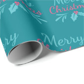 スウィートホリデーターコイズとピンクメリークリスマス ラッピングペーパー (ロールコーナー)