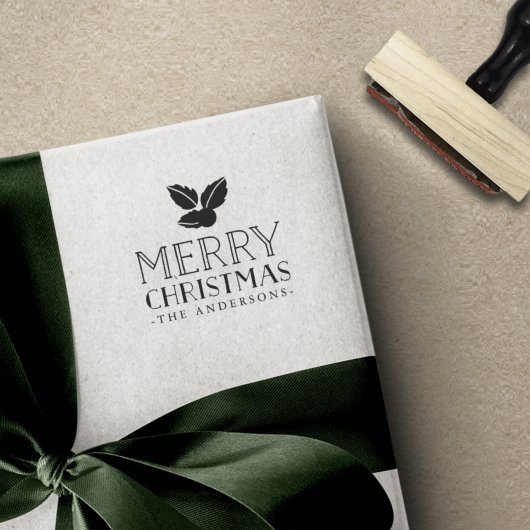 スウィートホリー |メリークリスマスパーソナライズされた ラバースタンプ