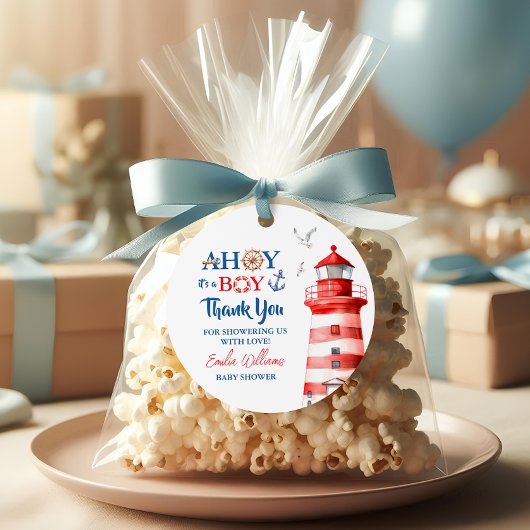 スウィートホワイトブルーレッド航海のアホイボーイライトハウス フェイバータグ