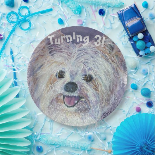 スウィートホワイトヨークシャーテリアターニング3パーティー ペーパープレート (パーティー)