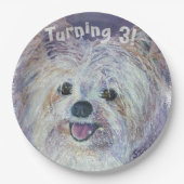 スウィートホワイトヨークシャーテリアターニング3パーティー ペーパープレート (正面)