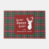 スウィートホームタータンチェックマカロチプラパーソナライズされたイド ドアマット (正面)