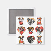 スウィートボクサー犬とハート水彩 マグネット (正面/裏面)