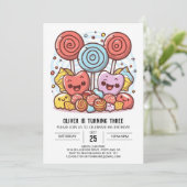 スウィートボヘミアン棒つきキャンデー誕生日 招待状 (スタンド正面)