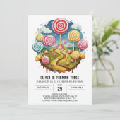 スウィートボヘミアン棒つきキャンデー誕生日 招待状 (スタンド正面)