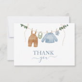 スウィートボホニュートラルクロザラインボーイベビーシャワー サンキューカード (正面)