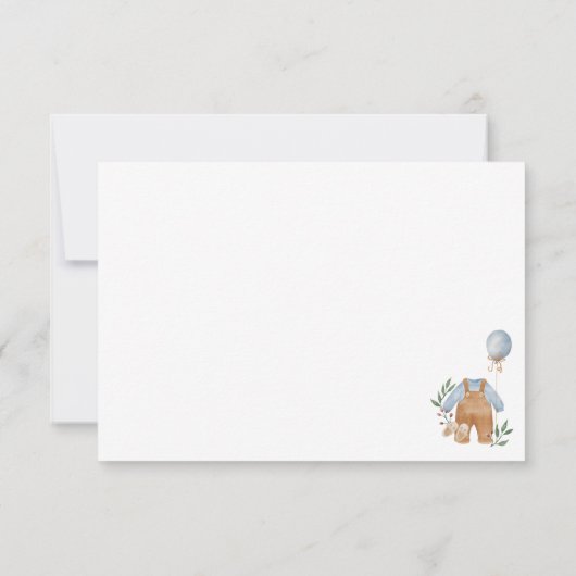 スウィートボホニュートラルクロザラインボーイベビーシャワー サンキューカード (裏面)