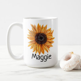 スウィートボホヒマワリ右利き15ozコーヒーマグ コーヒーマグカップ