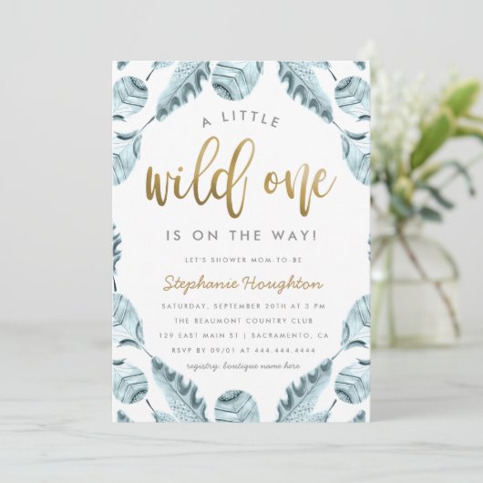 スウィートボホフェザーワイルドワンボーイベビーシャワー 招待状 (スタンド正面)