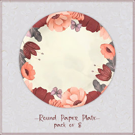 スウィートボホフォークアートバタフライフローラ ペーパープレート