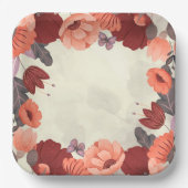 スウィートボホフォークアートバタフライフローラ ペーパープレート (正面)