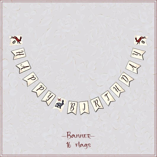 スウィートボホフォークアートラビットハイゲフローラ バンティングフラッグ