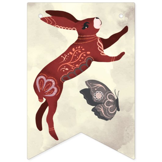 スウィートボホフォークアートラビットハイゲフローラ バンティングフラッグ (第1の旗)