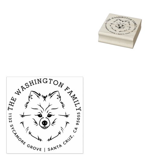 スウィートポメラニア犬ドッグファミリーネーム差出人住所 ラバースタンプ (押印)