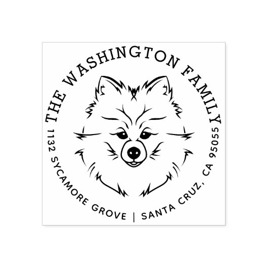 スウィートポメラニア犬ドッグファミリーネーム差出人住所 ラバースタンプ (インプリント)