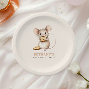スウィートマウスとクッキー任意の年齢の誕生日パーティー ペーパープレート