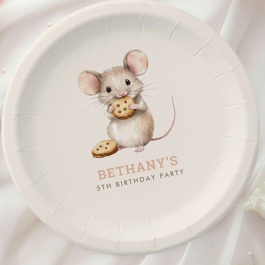 スウィートマウスとクッキー任意の年齢の誕生日パーティー ペーパープレート