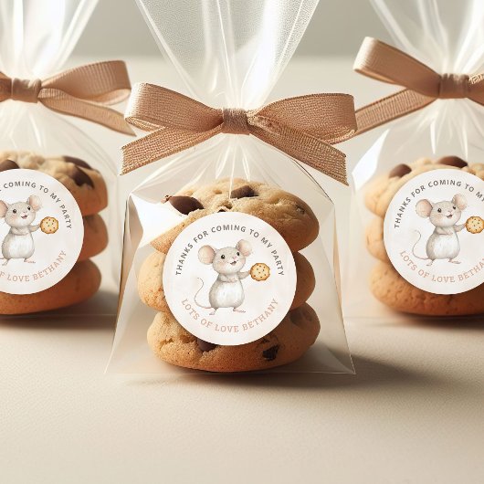 スウィートマウスとクッキー誕生日パーティーありがとう ラウンドシール