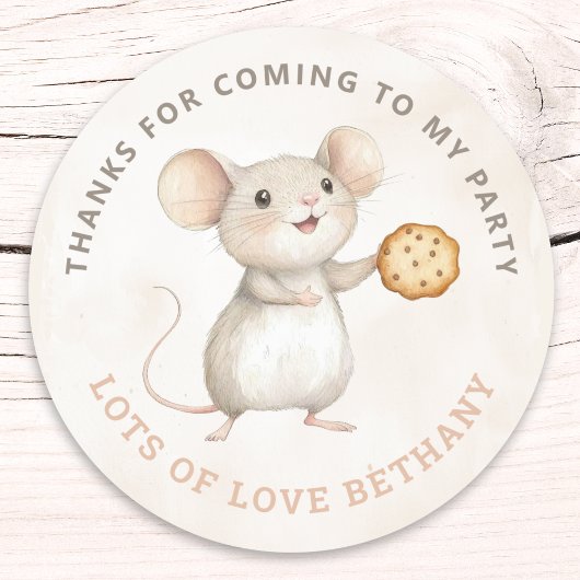 スウィートマウスとクッキー誕生日パーティーありがとう ラウンドシール
