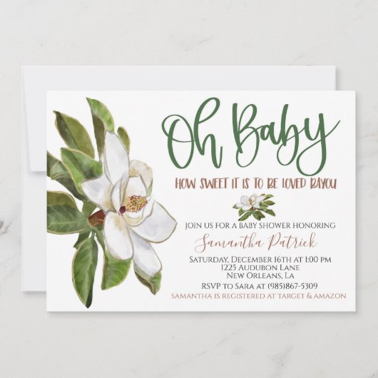 スウィートマグノリアベイユーベビーシャワー招待状 招待状 (正面)