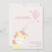 スウィートマジカル誕生日ユニコーン招待状 招待状 (正面)