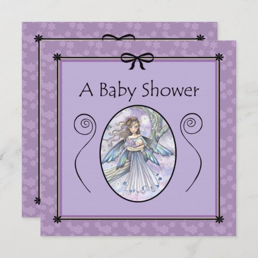 スウィートマママアンドベビーフェアリーベビーシャワー招待状 招待状 (正面/裏面)