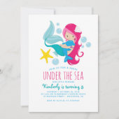 スウィートマーメイドガールズバースデーパーティー 招待状 (正面)