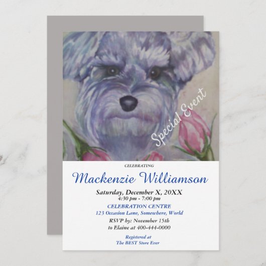 スウィートミニシュナザーパピースウィーズハッピーバースデー 招待状 (正面/裏面)